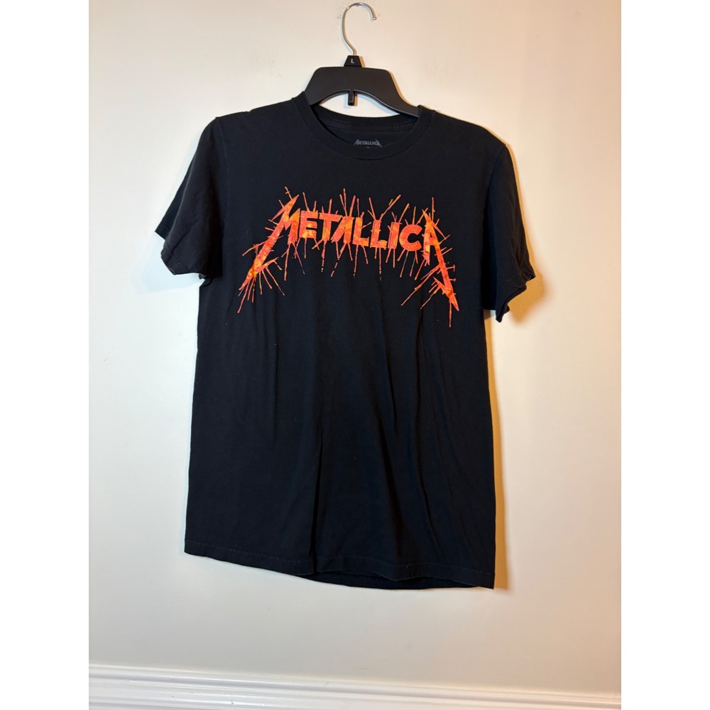 Metallica Graphic T-Shirt Mens Medium Black Orange Skull Band Tee Short Sleeve